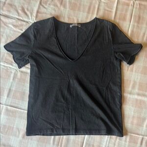 ZARA Black V-Neck Women's Top